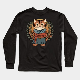 Peace Cat Samurai Long Sleeve T-Shirt